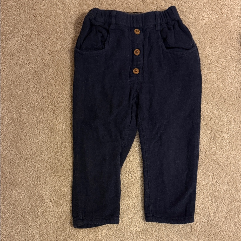 Zara Navy Kids Casual Pants with Button Detail